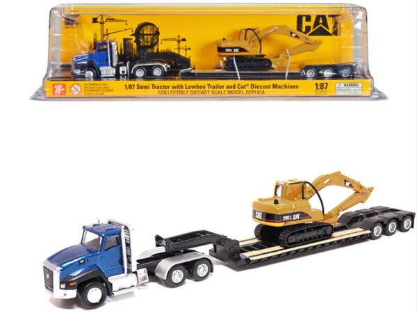 (PRE ORDEN) Diecast Masters Caterpillar CT600 Day Cab Tractor with Lowboy Trailer and Caterpillar 315C L Hydraulic Excavator