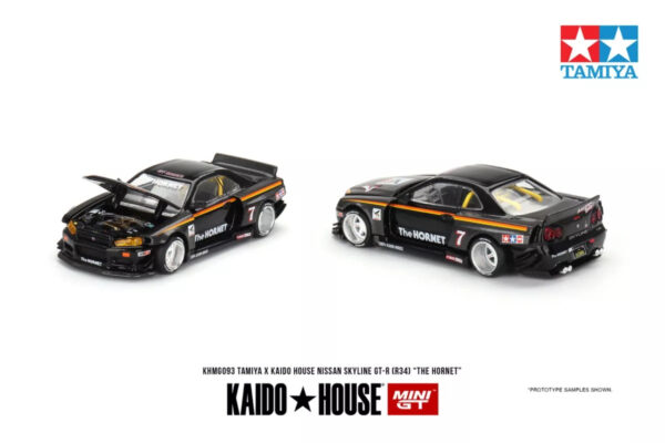 MiniGT Kaido House Nissan Skyline GT-R (R34) Works Tamiya Hornet V1