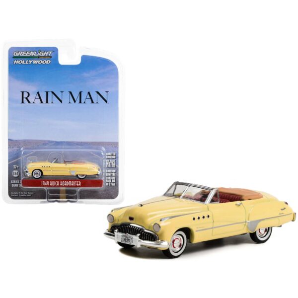 PRE ORDEN GREENLIGHT CHARLIE BABBITT'S 1949 BUICK ROADMASTER CONVERTIBLE CREAM "RAIN MAN" (1988) MOVIE "HOLLYWOOD SERIES" RELEASE 36