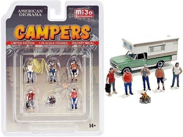 AMERICAN DIORAMA CAMPERS SET 1/64