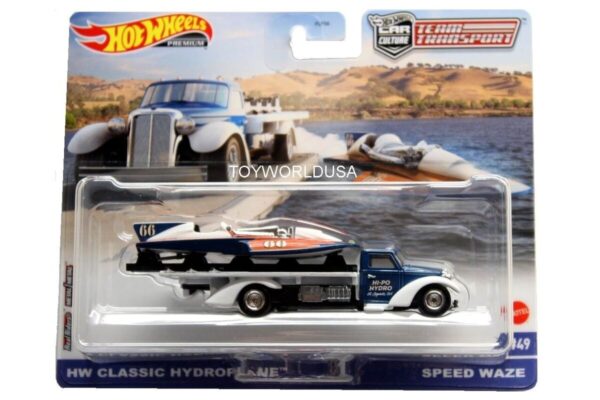 HOTWHEELS TEAM TRANSPORT CLASSIC HYDROPLANE SPEED WAZE